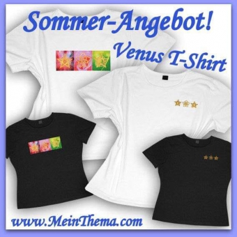 Venus-T-Shirt, schwarz mit Golddruck für Damen