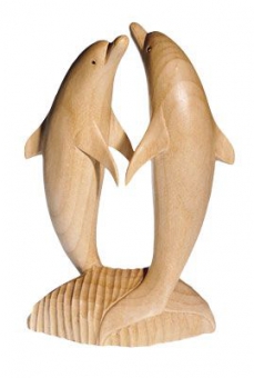 Delphinpaar stehend - Holz natur