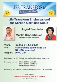 Life Transform Erlebnisabend  für Körper, Geist und Seele!