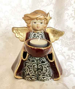 Weihnachtlicher Teelichthalterengel - mittel
